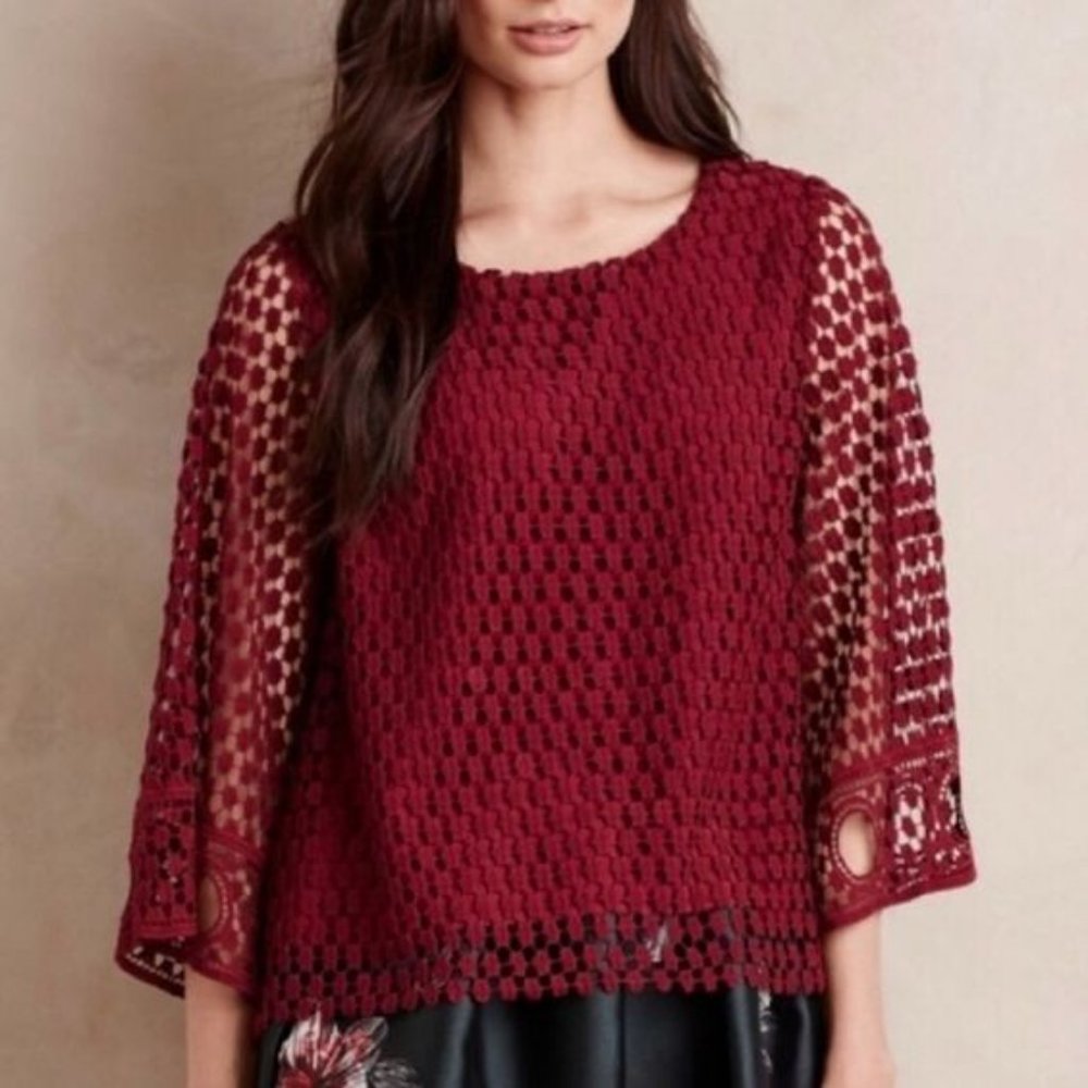 Vanessa Virginia Wine Country Bell Sleeve Top Sz S